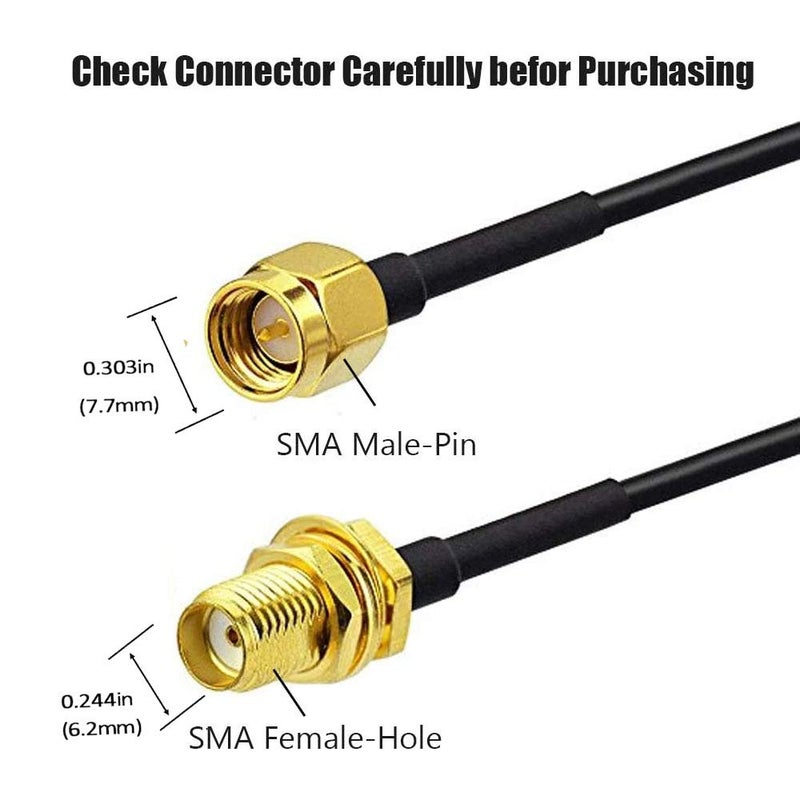CORONIR 16ft SMA Extension Cable SMA Male to SMA Female RF Connector Adapter WiFi 3G 4G LTE Antenna Extension Cable 2pack - Image 2